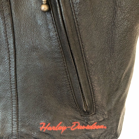 Harley Davidson black leather vest size L - Picture 4 of 8